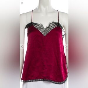 IRO silk Elegant Burgundy Lace Trim Chemise